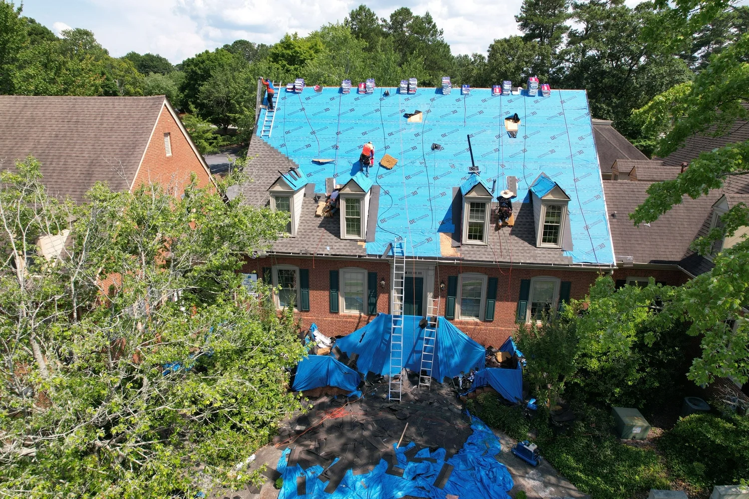Aerial drone documentation of storm damage on a Metro Atlanta roof by Rad Roofs